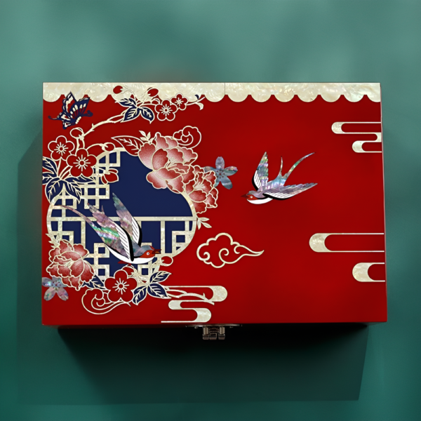 Exuberant Joy Magpie & Plum Blossom Lacquer Mother-of-Pearl Inlay Gift Box